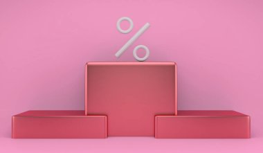 En üst konsept için yüzde sembolü olan podyum: pazar yarışmasının şampiyonları, indirimler veya kazananlar. 3d.