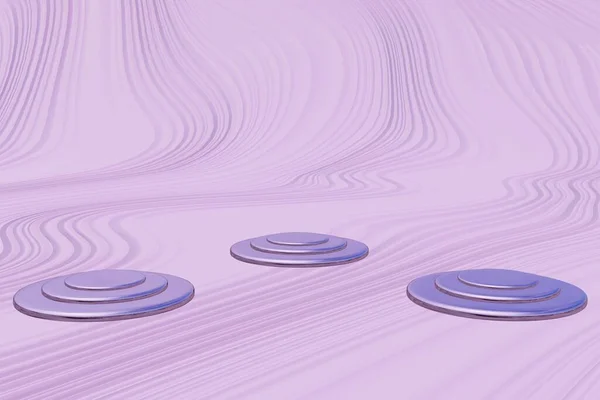 3D紫色圆柱形讲台最小工作室背景 摘要三维几何形体图解绘制 展示化妆品香水时尚产品 3D说明 — 图库照片