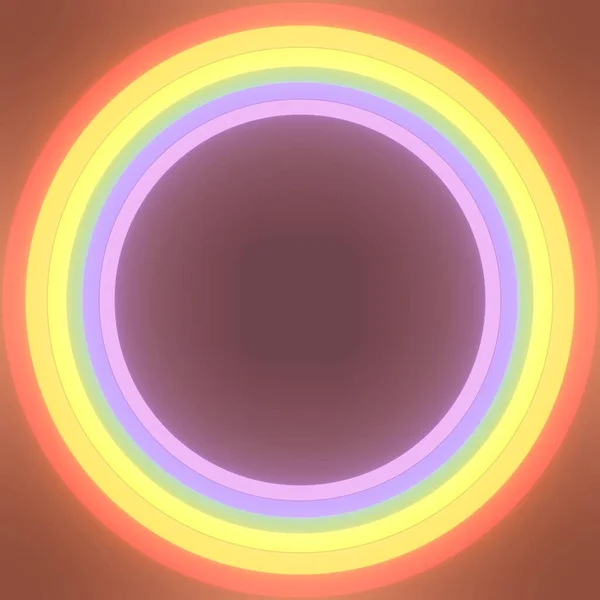 Kolorowe Neon Circles Lśnienie Ciemnym Tle Tęczowe Kolorowe Pierścienie — Zdjęcie stockowe