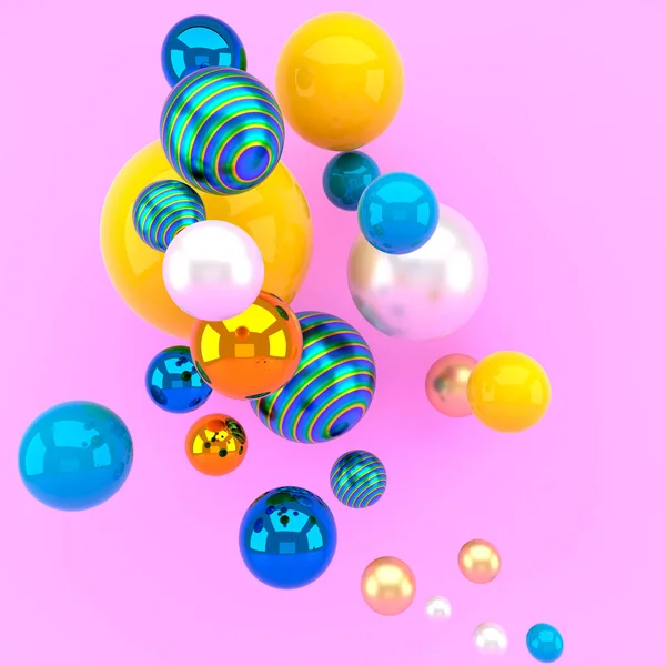 Render Abstract Colorful Geometric Background Multicolored Balls Balloons Primitive Shapes — Stock Photo, Image