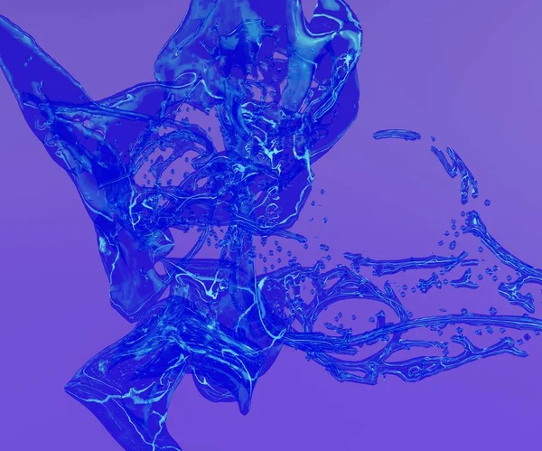 Μπλε Χρώμα Splash Απομονώνονται Μωβ Φόντο Εικονογράφηση — Φωτογραφία Αρχείου