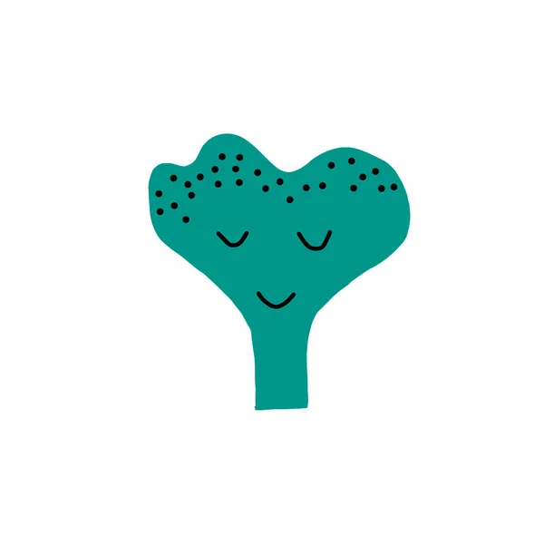 Bonito Mão Desenhado Brócolis Mascote Caráter Design —  Vetores de Stock
