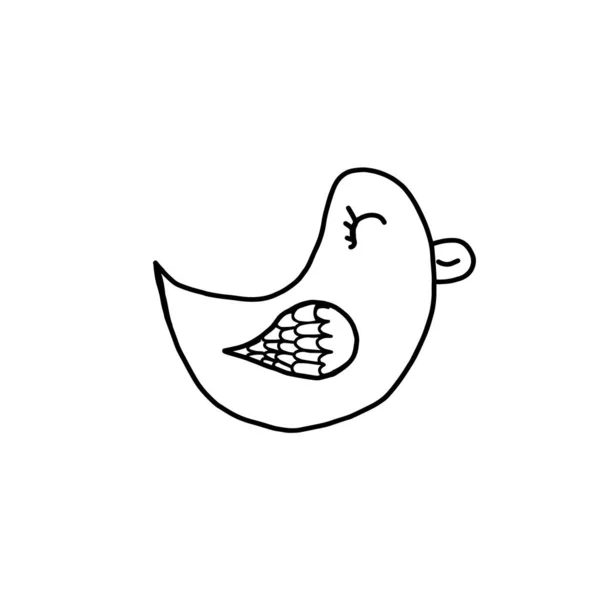 Vector Dibujado Mano Pájaro Lindos Personajes Garabatos Ilustración Vectorial — Vector de stock