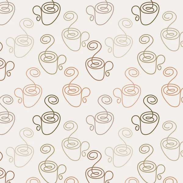 Modèle abstrait sans couture de tasses dans un style minimaliste ligne art dans les couleurs du café. Texture répétitive pour la conception de papier d'emballage, serviettes, menus, tissus. Graphiques vectoriels. Illustration vectorielle. Illustrations De Stock Libres De Droits