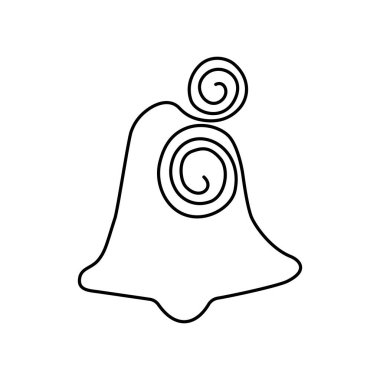 Noel ağacı oyuncak çanının el çizimi minimalist tarzda tek sıra halinde. Vektör grafikleri.