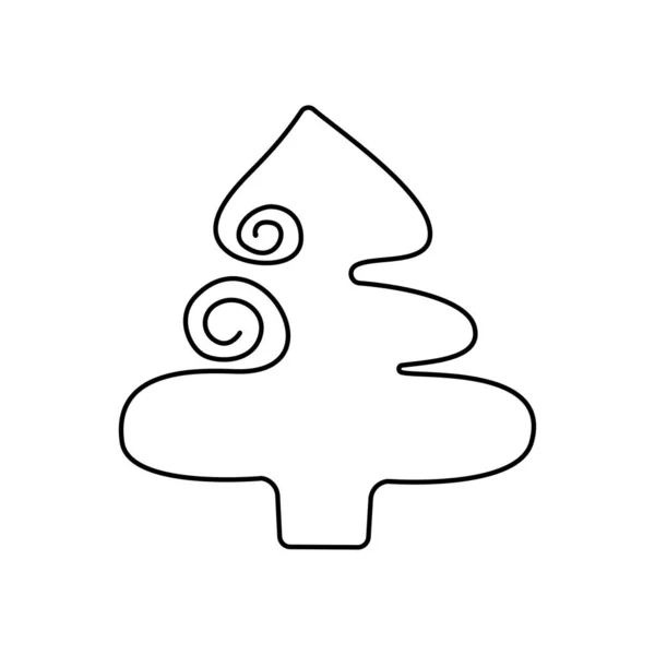 The contour drawing of a fir tree in the style of minimalism with a continuous line. Hand-drawn. Vector graphics. — Stock Vector