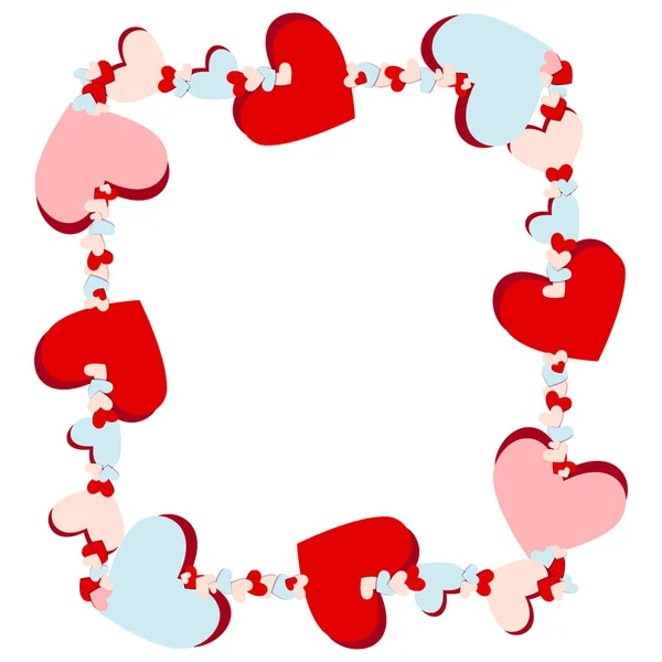 Diseño de marco hecho de corazones multicolores en estilo de corte de papel con espacio de copia. — Vector de stock