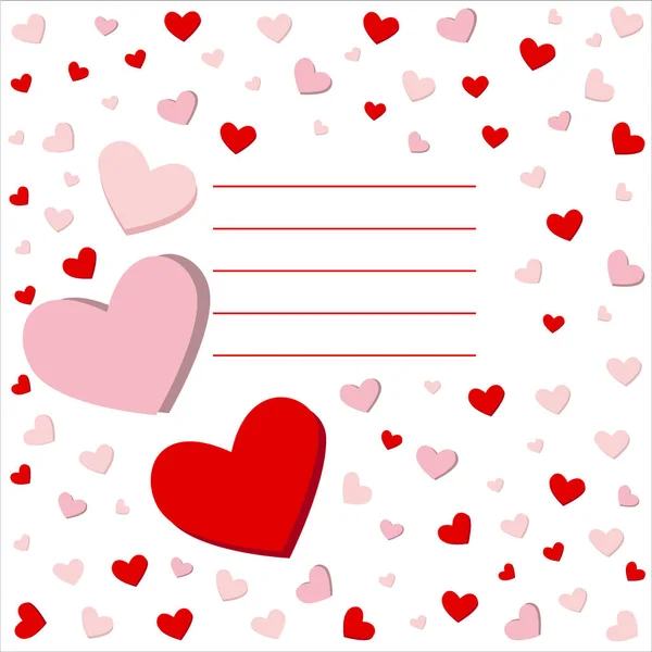 Diseño de corazones multicolores. Plantilla para tarjeta de felicitación, pegatina, bloc de notas, cuaderno, embalaje. — Vector de stock