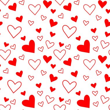 Kalplerin biçiminde kusursuz ve sonsuz desen. Vektör tekrar dokusu.