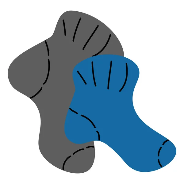 Ручное изображение тёплых носков серого и синего цвета в минималистичном мультяшном стиле. — стоковый вектор