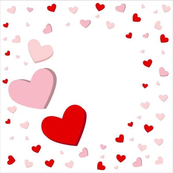 Diseño de corazones multicolores. Plantilla para tarjeta de felicitación, pegatina, bloc de notas, cuaderno, embalaje. — Vector de stock