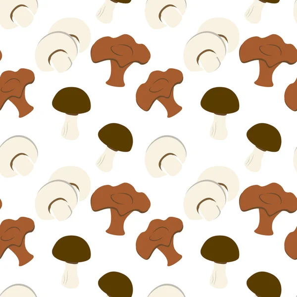 Seamless pattern of different mushrooms in cartoon style. — Wektor stockowy