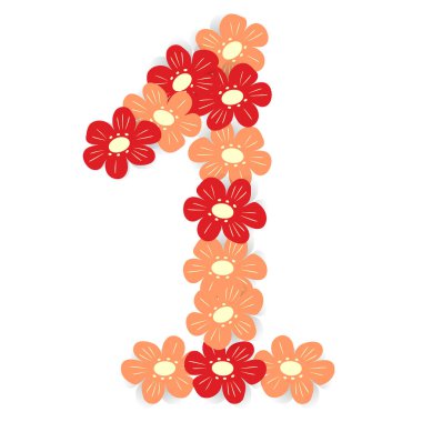 Parlak renkli çiçeklerden oluşan bir numaralı resmin soyut görüntüsü. Poster, kartpostal, tebrik kartı, fiyat etiketi için uygun. Yaşam biçimi.