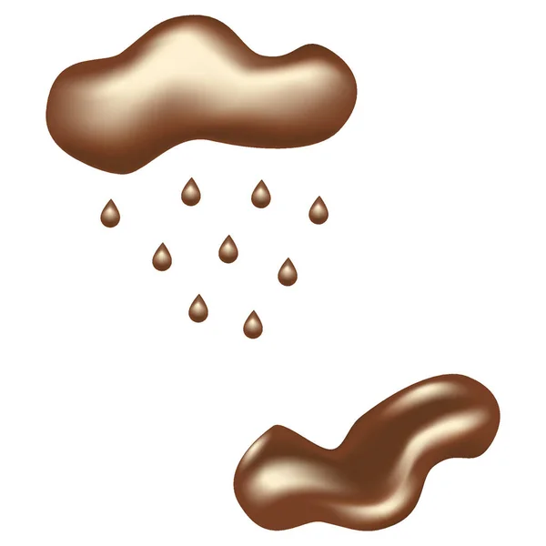 클라우드 빗방울 흙탕물 과같은 유행하는 초콜릿 색조의 추상적 사실적 그래픽 — 스톡 벡터