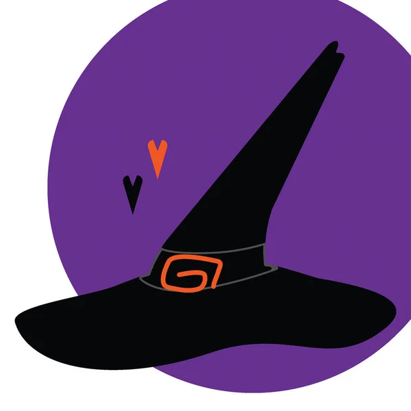 Witch Hat Background Spot Purple Color Elements Shape Heart Shades —  Vetores de Stock