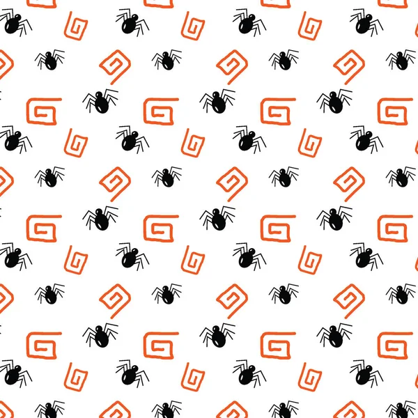 Seamless Halloween Pattern Spiders Orange Abstract Abstract Design Elements Repeating — Image vectorielle