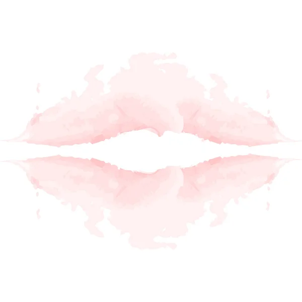 Abstract Watercolor Stain Shape Lips Trendy Soft Pink Color Transparent — ストックベクタ