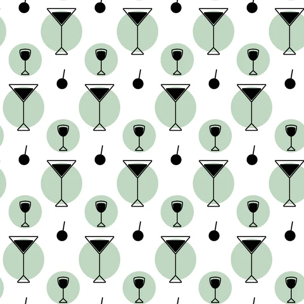 Abstract Seamless Pattern Black White Set Vector Icons Form Glasses — Vetor de Stock