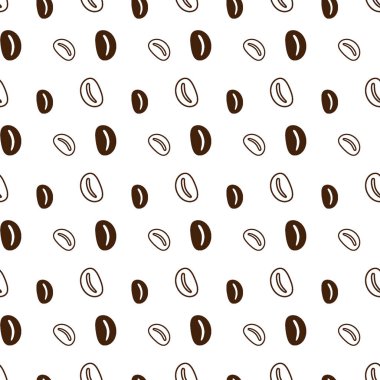 Seamless endless pattern with coffee beans in trendy shades. Repeat texture. Abstract background. Texture. Print design. Template for wrapping paper, poster, postcard, greeting card, price tag, banner