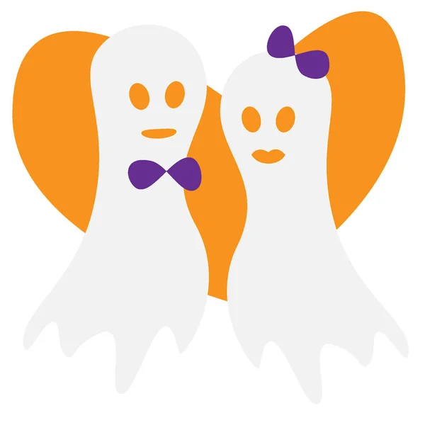 Two Ghosts Love Transparent Background Trendy Hues Vector Set Halloween — Image vectorielle