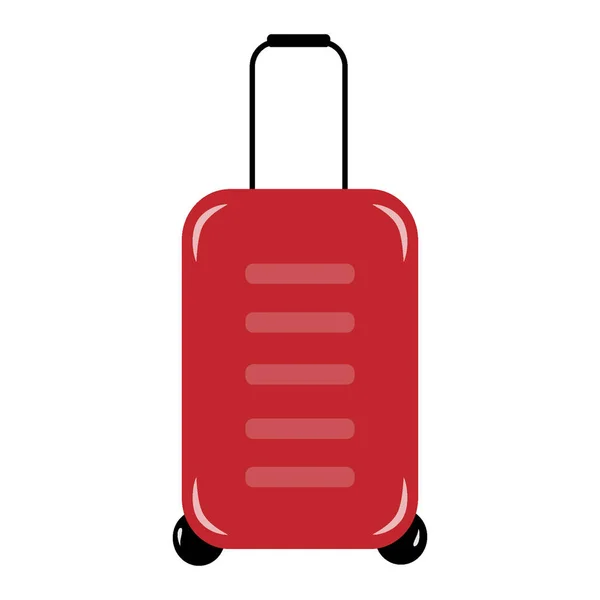 Red Travel Suitcase Wheels Cartoon Style Transparent Background Isolate Icon — Image vectorielle