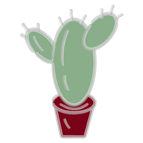 Kleur Afbeelding Cactus Met Doornen Een Bloempot Een Transparante Achtergrond — Stockvector