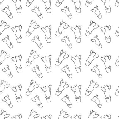 Çizgi film tarzında dikenli dikenli kaktüs deseni. Taslak çizim. İzole et. Çıkartma. Vektör çizimi. Şablon, poster, şablon, tekstil, fiyat etiketi, reklam için iyi