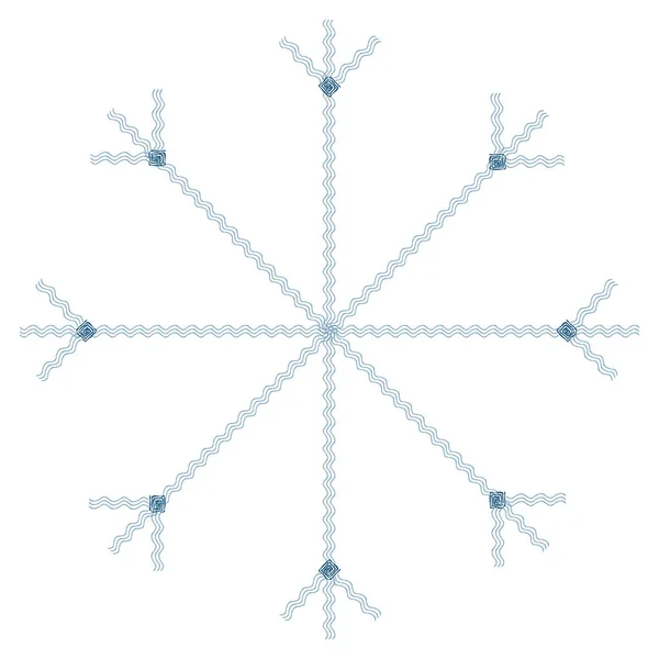 带波浪形花纹的雪花带着时尚的冬季色调蓝色 艾康隔离 适用于横幅 明信片 小册子 价签等 Eps — 图库矢量图片