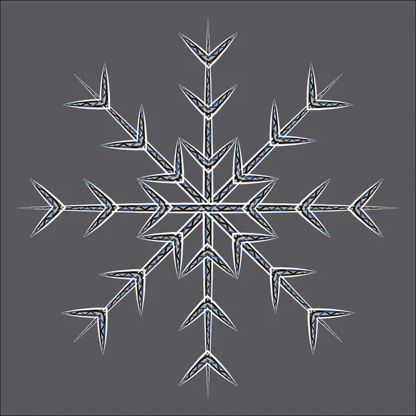 Abstract Openwork Snowflake Patterned Lines Trendy Wintry Shades Graphite Backdrop — Stock Vector