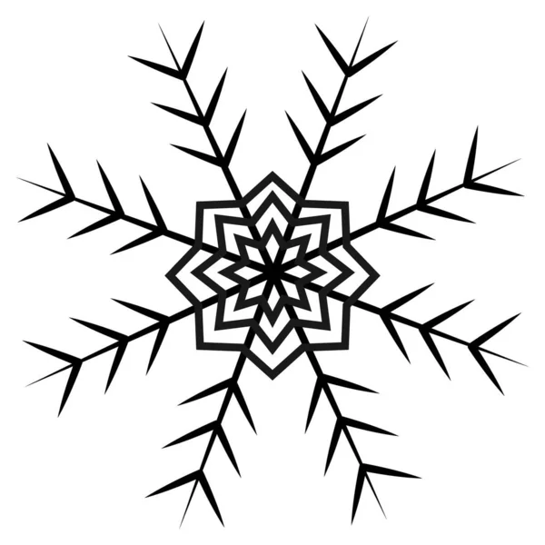 Outline Contour Drawing Abstract Snowflake Minimalist Style Line Art Isolate — Stock Vector