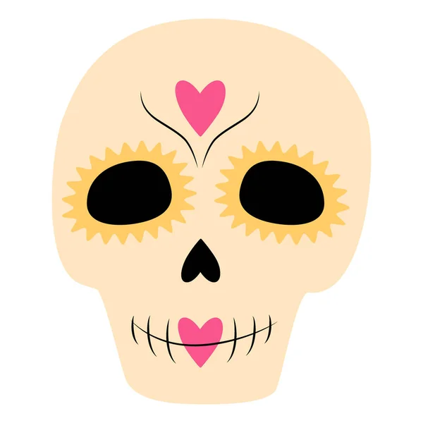 Jour Des Morts Dia Los Muertos Mexique Crâne Sucre Lumineux — Image vectorielle