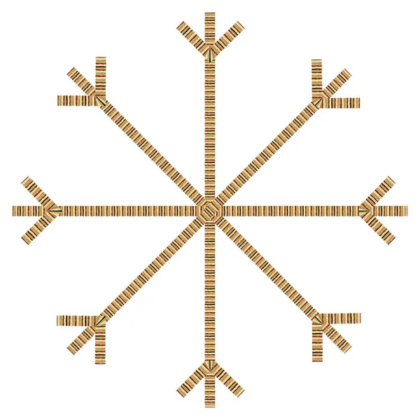 Abstrakte Schneeflocken Durch Bunte Gerade Gemusterte Linien Trendigen Tönen Symbolbild — Stockvektor