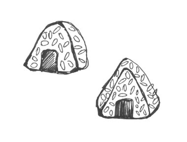 Doodle tarzı rulo. Japon yemeği. Suşi vektör çizimi.