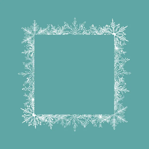 Una Trampa Marco Cuadrado Hecho Copos Nieve Perfecto Para Decorar — Vector de stock