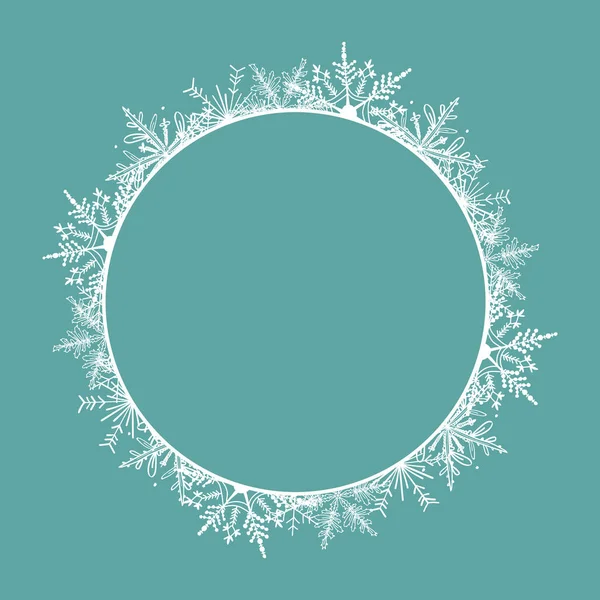 Rahmen Runder Weißer Rahmen Aus Schneeflocken Perfekt Zum Dekorieren Von — Stockvektor
