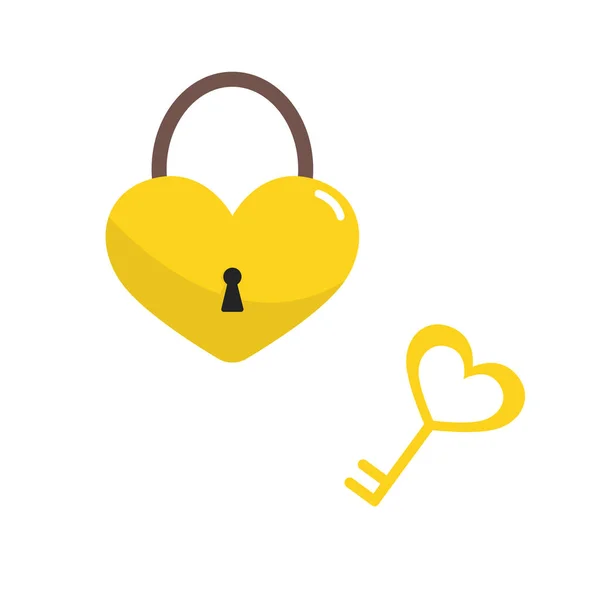 Srdeční Zámek Klíčem Srdce Romantické Věci Vektorová Ilustrace Valentýna — Stockový vektor