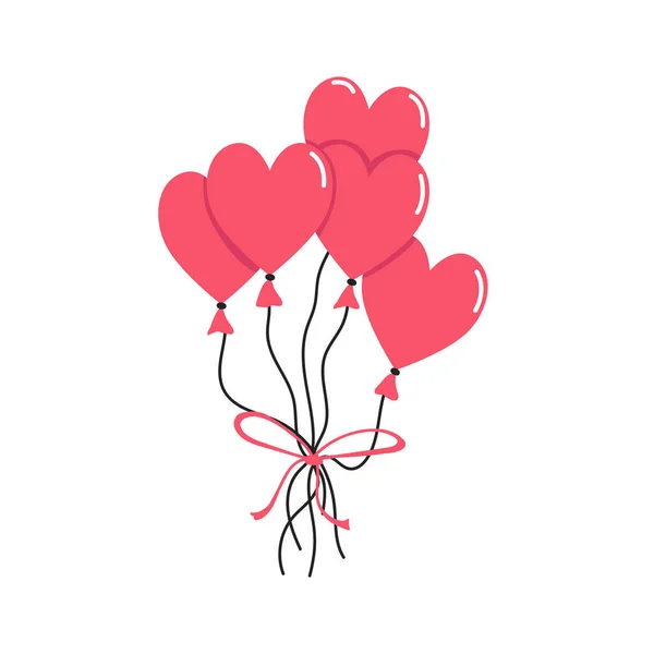 Μπαλόνια Καρδιές Δεμένα Κορδέλα Διανυσματική Απεικόνιση Ειδύλλιο Ημέρα Του Αγίου — Διανυσματικό Αρχείο