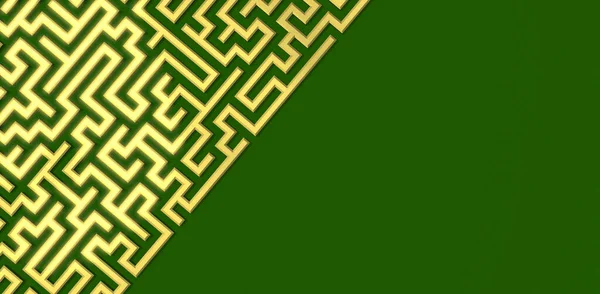 Illustration Golden Labyrinth Green Background — Stock Photo, Image