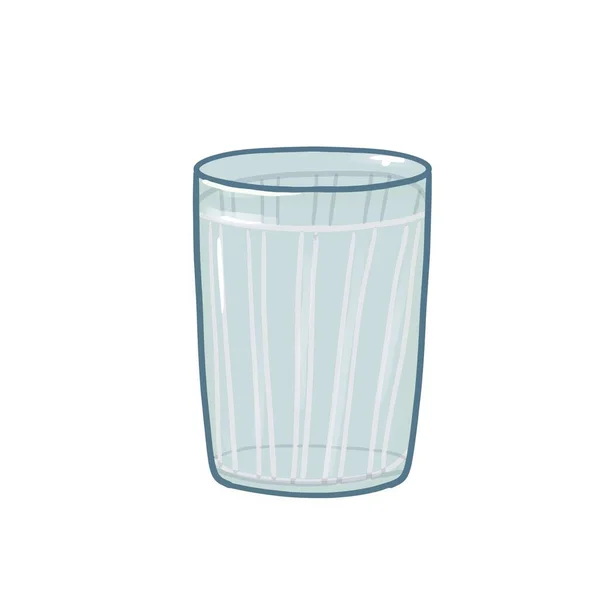 Glas Wasser Einfaches Handgezeichnetes Symbol Zeichnung Doodle Cartoon Stil Isoliert — Stockfoto