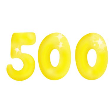 500 illüstrasyon. 500 kişi parıldayan el yapımı şablonla kutlamayı sever. Parlak rakam. Yaratıcı sanat dekorasyonu. Altın sayı.