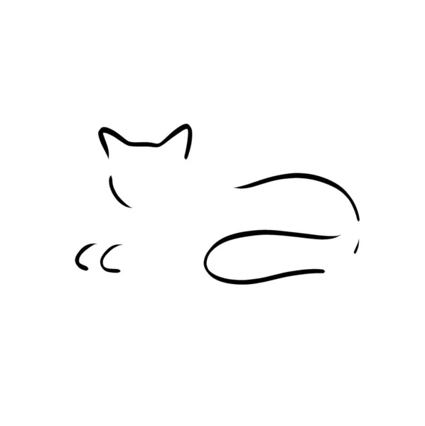 Cat Doodle Sketch Abstract Hand Drawn Style Black Illustration Kitten — Stockfoto