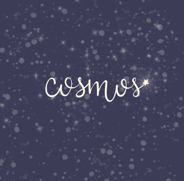 Cosmos Background Lettering Brush Splashes Stars Night Sky Astrology Concept — Fotografia de Stock