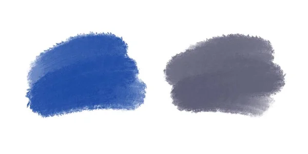 Two Brush Strokes Acrylic Gouache Texture Blue Grey Colour — Stockfoto