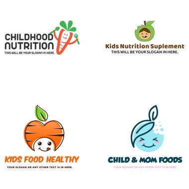 Çocuklar sağlıklı vitamin sebze takviyesi logosu tasarımı