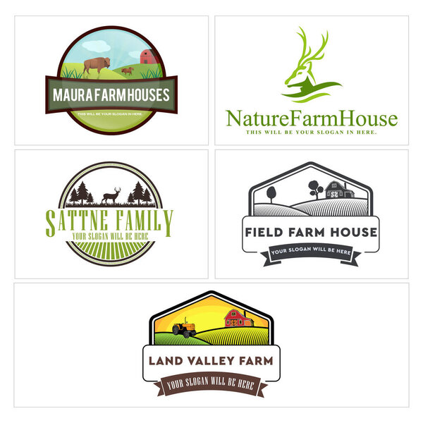 Набор дизайна логотипа дома на ферме 