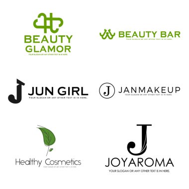J güzellik kozmetik logo tasarımının ilk harf kümesi