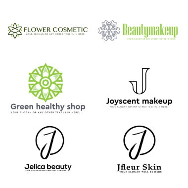 Kozmetik güzellik çiçeği seti ilk harf simgesi logo tasarımı