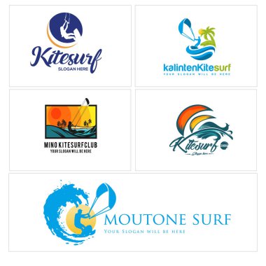 Kiteboard spor plaj logosu dizaynı.