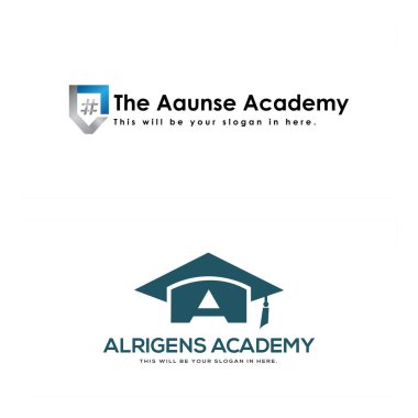 İlk logo akademisi mezuniyet şapkası tasarım vektörü