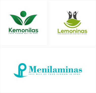 Modern doğa saglikli ilk simge yaprak insanlar logo tasarimi